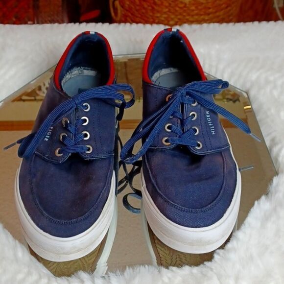 Tommy‎ Hilfiger Mens Canvas Blue Deck Shoes sz 10 M - Picture 1 of 12